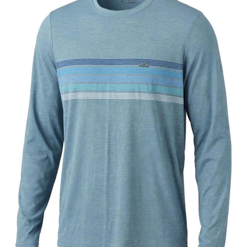 Patagonia Capilene Cool Daily Shirt Mens M Blue Stripe Long Sleeve